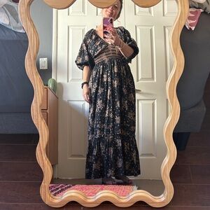 Free People Golden Hour Black Floral Maxi Dress